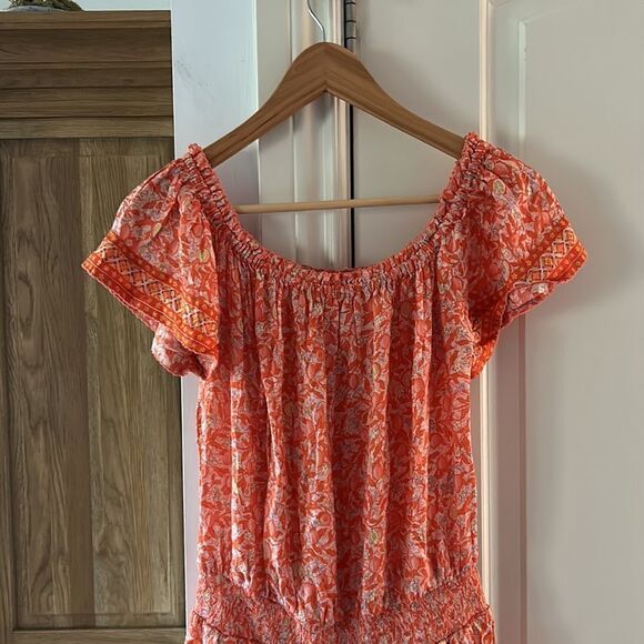 Poupette St Barth small off shoulder Camilla romper orange floral - Picture 2 of 14